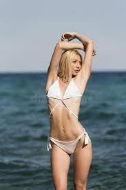 Slim Blonde Woman with Great Body in Bikini Stock Photo - Image of bottom,  enjoy: 103689342