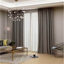 The laconic modern interior of the living room is successfully complemented by curtains of medium density and neutral shades: Living Room Curtains Large Window Curtains