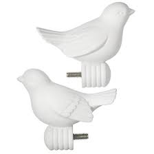 It's best to paint after gluing on the decorative objects, as paint can. The Land Of Nod Bird Finials Set Of 2 In Curtains Hardwares Bird Curtains Finials Kids Decor