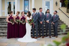 Crosskeys Vineyards Wedding The Bridal Collection Real Bride Wine Bridesmaid Dresses Groomsmen Grey Grey Bridal Parties