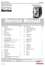 Gaggia manual coffee machines let you relive the rituals and gestures of the barista, every day, at home. Philips Saeco Gaggia Unica Ri 9933 Service Manual Pdf Download Manualslib