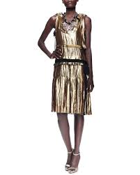 Lanvin Metallic Drop Waist Dress Gold Dropwaist Dress Dresses Gold Dress