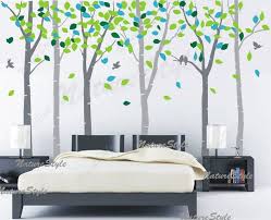Birch Tree Wall Decal Nursery 6 Birch Tree With Colorful Leaves Nursery Wall Decal Vinyl Wall Decal Sticker Nature Design Nursery Wall Decals Tree Birch Tree Wall Decal Baby Wall Decals