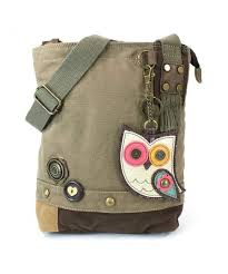 Handbag Patch Canvas Crossbody Handbags With Owl Key Fob Olive Green Olive Green Ch180doc8d8 Women Handbags Chala Handbag Cross Body Handbags