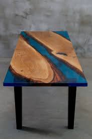 Custom Epoxy Resin Table Made Of Aok Wood Wooden Dining Table With Blue Resin Big Family Epoxy Table River Table With Wooden Legs In 2020 Epoxy Resin Table Resin Table Wooden