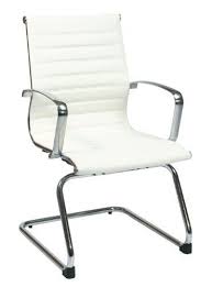 Osp Furniture White Eco Leather Guest Chair With Polished Aluminum Arms And Sled Base By Osp Furniture Desk Chair Diy White Leather Chair Office Guest Chairs