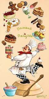Whimsical Chef Dessert Delights Art Print By Janet Kruskamp All Prints Are Professionally Printed Packaged And Original Paintings For Sale Art Prints Prints