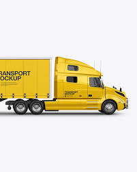 Download Truck Mockup Side View In Vehicle Mockups On Yellow Images Object Mockups