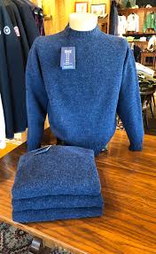 WILLIAM LOCKIE ARYAN CREW NECK SWEATER IN DENIM