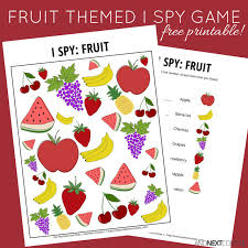 Fruit Themed I Spy Game Free Printable For Kids Spy Games For Kids Food Games For Kids I Spy Games