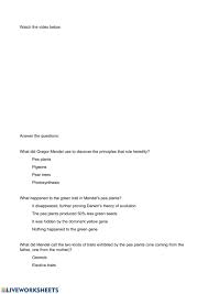 It states that when mating occurs between two organisms of different traits, each offspring exhibits the trait of one parent only. Mendel S Genetics Worksheet