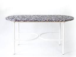39 w costantino coffee table recycled pine solid wood rustic light grey finish. Oval Coffee Table In Recycled Plastic And Steel Eye Candy By Swedish Ninja