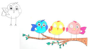 Cute Bird On Branch Drawing How To Draw Cute Birds Step By Step Easy For Beginners Birds Cute Kids Cute Drawings Drawing For Kids Cute Birds