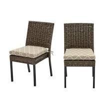 Hampton Bay Laguna Point Brown Wicker Outdoor Patio Dining Chair With Cushionguard Toffee Trellis Tan Cus In 2020 Patio Dining Chairs Patio Seat Cushions Dining Chairs