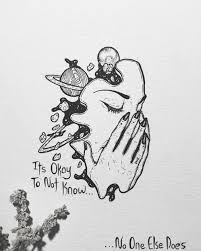 Its Okay To Not Know No One Else Does Cool Easy Drawings Female Face Universe Behind It Black Pencil Drawing Art Drawings Art Drawings