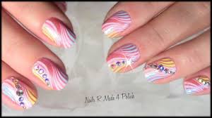 Einfache alternative für tolle muster. Nageldesign Streifen Muster Mit Strass Fruhling Sommer Nagel Einfach Selber Machen Nailart Youtube