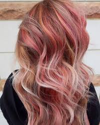 Pink And Blonde Highlights For Brown Hair Coral Hair Color Coral Hair Pink Hair Highlights