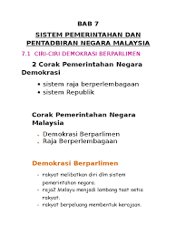 Raja tidak berkuasa secara langsung. Bab 7 Sistem Pemerintahan Dan Pentadbiran Negara Malaysia Sistem Raja Berperlembagaan Sistem Republik