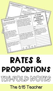 6th Grade Ratios Rates Tri Fold Guided Notes 6th Grade Activities Middle School Math Math Number Activities