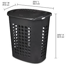 The hinged top opens wide to gi. Sterilite 2 3 Bushel Black Laundry Hamper 12219004 The Home Depot