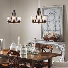 Kichler Lighting Barrington 3 Light Distressed Black And Wood Chandelier Dining Room Light Fixtures Dining Room Chandelier Dining Room Lighting