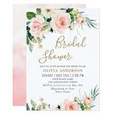 Blush Pink Flowers Watercolor Bridal Shower Invitation Zazzle Com Watercolor Bridal Shower Invitations Floral Wedding Invitations Bridal Shower Flowers
