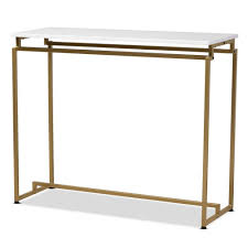 Baxton Studio Renzo Gold Finished Faux Mrble Top Console Table White Gold In 2020 Contemporary Console Table Metal Console Table Modern Console Tables