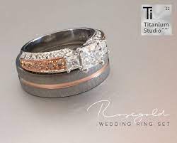 His And Hers Rose Gold Ring Set Rose Gold Ring Set Black Titanium Ring Rings