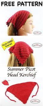 Summer Picot Head Kerchief Free Crochet Pattern Crochet Hair Accessories Crochet Kerchief Crochet Headband