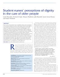 Student nurses' perceptions of dignity in the care of older people