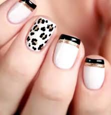 Black And White Cheetah Print Nails White Gold Black Leopard Nails Leopard Print Nails Trendy Nails Leopard Nails