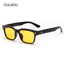 2017 New V Logo Yellow Lenses Anti Blue Eyeglasses Frames Men Women Computer Eye Glasses Brand Design Sun Eyewear Eye Glasses