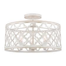 Kira Home Sutton 16 3 Light Modern Semi Flush Mount Ceiling Light Metal Drum Shade Antique White Finish Walmart Com Walmart Com