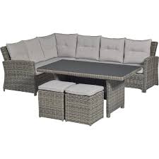 Jetzt schnell gartenhaus auslaufmodell oder fotomuster sichern. Lounge Set Mit Esstisch Vermont 5 Teilig Polyrattan Links Wave Cliff Kaufen Bei Obi