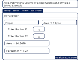 Ellipse Calculator To Find Area Perimeter Ellipse Find The Perimeter Area And Perimeter
