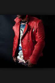 Black And Red Leather Motorcycle Jacket The Coolest Leather Jackets I Have Ever Seen Are By Hudson Leather Biker Jackets Come In Blue Red Black Red Jacket Men Leather Jacket Jackets