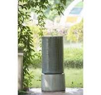 Siavonce 44 in. Tall Cement Large Round Ribbed Tower Antique Blue Water  Fountain, Verge Bronze, Outdoor Bird Feeder MQ-P180674
