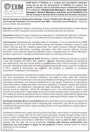 Must be driven, enthusiastic with excellent english. Exim Bank Of Pakistan Jobs 2021 For Branch Managers 2021 Job Advertisement Pakistan