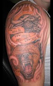 Photo art print stocks and forex chart patterns europosters. 10 Best Bull And Bear Tattoo Designs Petpress In 2021 Bear Tattoo Designs Bear Tattoo Tattoo Designs