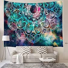 Amazon Com Jawo Mandala Wall Tapestry Psychedelic Bohemian Hippie Mandala Flower On Co Mandala Tapestries Wall Hangings Dorm Wall Decor Tapestry Wall Hanging