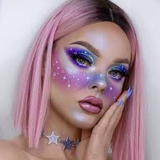 Arctic Fox Hair Color Beatsbylizzie Glowing For The Aliens How Many Constellations Can You See Hint Alien Halloween Makeup Galaxy Makeup Alien Makeup