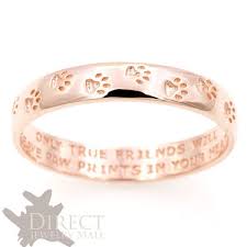 3mm 10k Real Rose Gold Dog Paw Print Engraved Flat Court Ring Lover Friends Gift Dog Lover Jewelry Animal Jewelry Paw Ring
