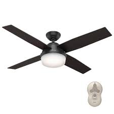 We design the best running, best looking ceiling fans around. Reviews For Hunter Dempsey 52 In Led Indoor Outdoor Matte Black Ceiling Fan With Light And Remote 59251 The Home Depot