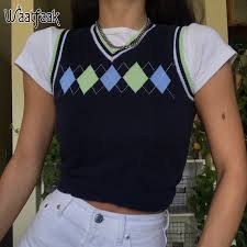 Get women's black knit vest delivered to your door. Argyle Graphic Black Sweater Vest Women Elegant Winter Sleeveless 90 S Aesthetic Sweater Knit Vintage O Neck Crop Top Y2k Casual Aliexpress