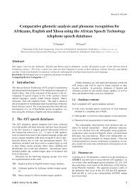 Pdf Comparative Phonetic Analysis And Phoneme Recognition For Afrikaans English And Xhosa Using The African Speech Technology Telephone Speech Databases