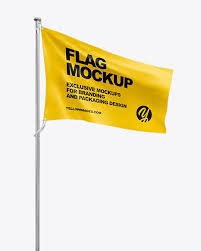 Download Flag Mockup In Outdoor Advertising Mockups On Yellow Images Object Mockups PSD Mockup Templates