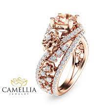 Unique Rose Gold Morganite Engagement Ring 14k Rose Gold Etsy Morganite Engagement Ring Rose Gold Morganite Engagement Ring 14k Engagement Ring