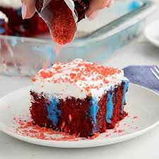 Show Your Pride For The Red White And Blue With This Moist Colorful Pudding Poke Cake Use A Variety Of Mccormick F Poke Cake Recipes Cake Recipes Poke Cake