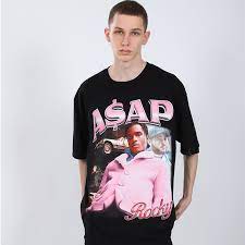 ASAP Rocky-Camisetas estampadas de estética, Camiseta holgada de algodón de  manga corta de Hip Hop para parejas / Camisetas y tops
