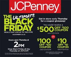 Jcpenney Black Friday Coupon Giveaway 500 100 Or 10 Off Purchase On Thursday Nov 22 At 2pm Jcpenney Black Friday Black Friday Coupon Black Friday
